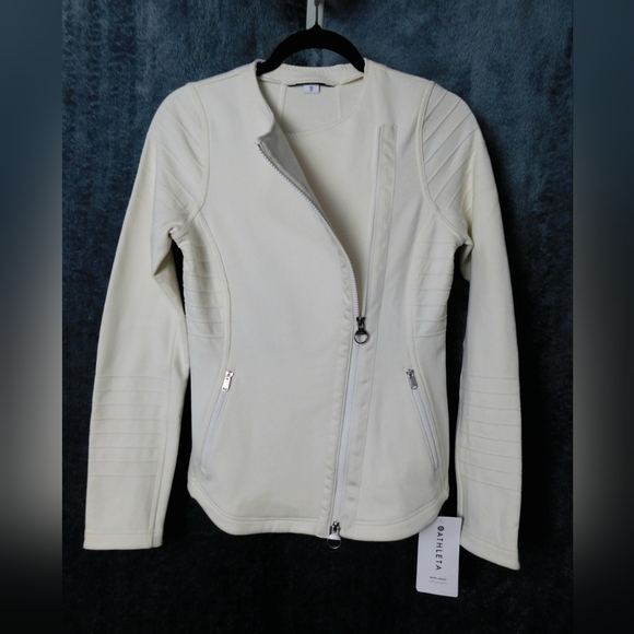 NWT Athleta Moto Jacket Size X-Small Magnolia White Color - Picture 1 of 9